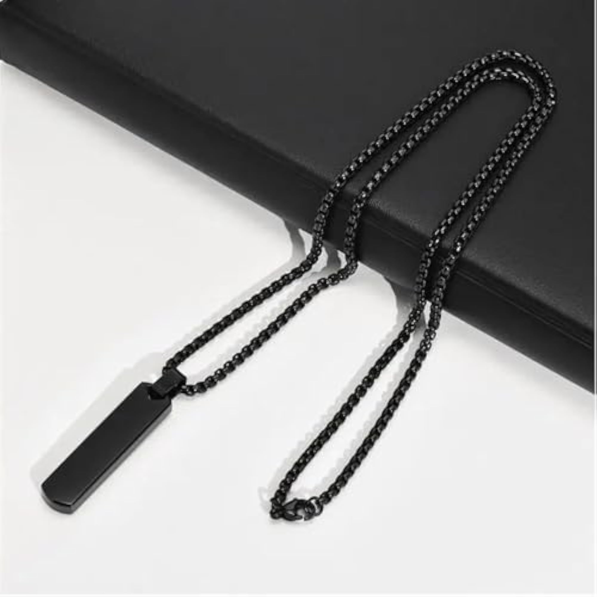 Men's Stainless Steel Bar Pendant Chain Necklace